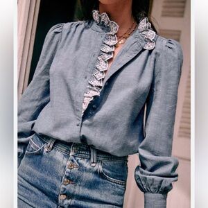 Sezane Chloe shirt in chambray